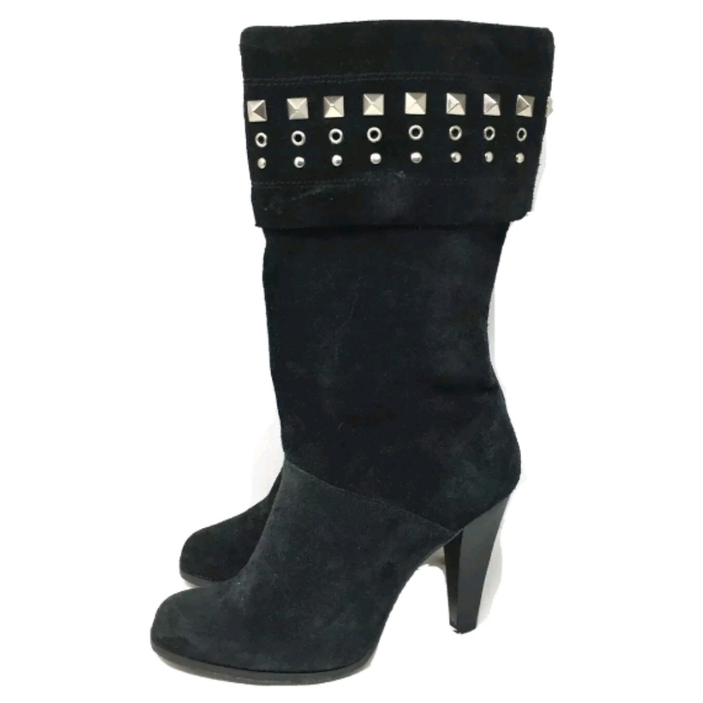 Michael Kors Boots Black Suede Mid Calf 6M - Picture 1 of 8